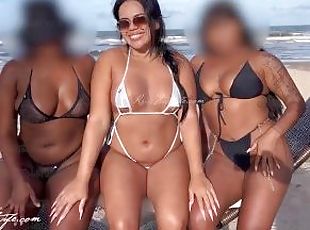 offentlig, kone, amatør, strand, brasilien, tøs, fetish, bikini