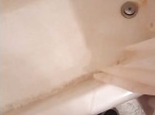 Pissing in my shower in my upstairs bathroom and fondling my dick a...