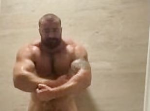 Thick Dick Bodybuilder Hard & Oozing In Shower Hot Hairy Beefy Alph...