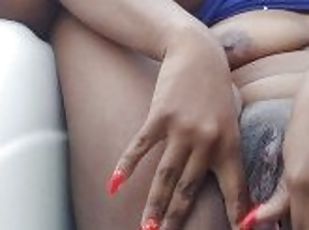 feit, onani, orgasme, utendørs, offentlig, pussy, amatør, babes, ebony, tenåring