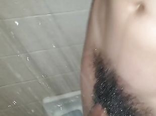 asiático, bañando, amateur, gay, ducha, a-solas, gay-joven