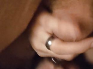 Licking my own pierced cock