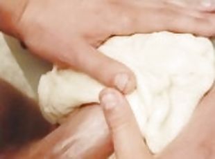 Straight Guy With Big Cock Fucks Pizza Dough Until He Cums
