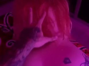 Sexy Tattoed Redhead Smokes Weed, Sucks Dick and Gets Fucked After Bath