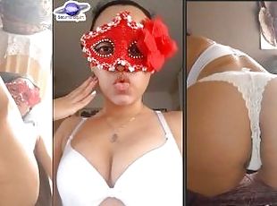 Saturno Squirt in 4 sexy lingerie, masked blowjob, sucking with a l...