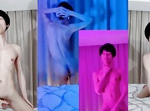 Cute 18 femboy step-brother record nude Tiktok dance, swing his gia...