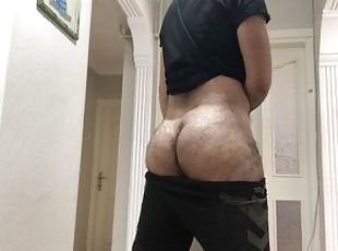 Amateur sexy hairy male big ass show and cut dick stroke asmr alone...