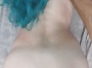 Blue haired girl gets bent over and fucked hard. She loves when I p...