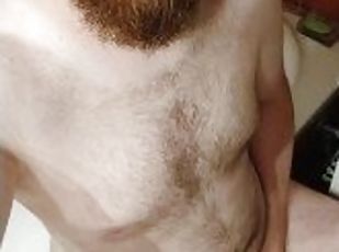Bearded guy made himself cum in his friend's bathroom