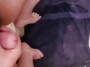 masturbation, amateur, ejaculation-sur-le-corps, joufflue, pieds, ejaculation, fétiche, solo