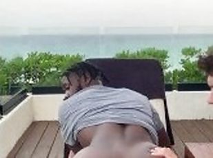 Outdoor Balcony Juicy Bubble Butt Ass Eating Until I Blow My HUGE L...