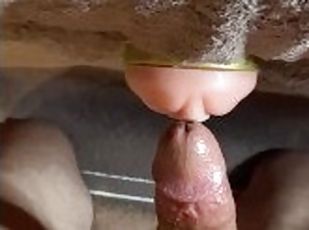 My thick cock in a toy gives me a leg shaking orgasm!