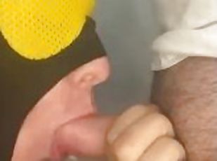 Masked cocksucker sucks straight guy on lunch break and gets a big ...