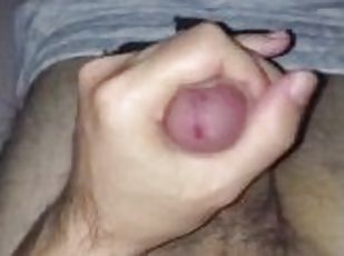 Solo handjob with ballring