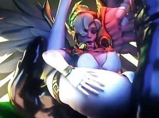 Blacked Animation. Two Black Monster Dicks Destroy Mercys Pussy and...