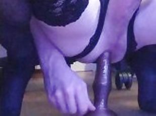 Sissy Trap Rides Long Dildo.