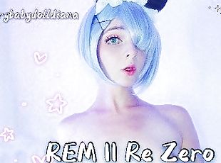 REM gently and quietly masturbates with a PINK DILDO  COSPLAY ??  Re Zero