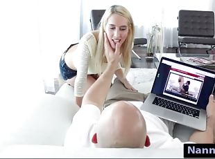 hårete, blowjob, babysitter, trekant, blond, stram