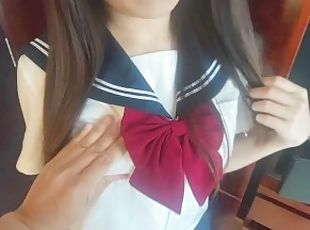 asiático, orgasmo, colegiala-schoolgirl, estudiante, amateur, mamada, juguete, japonés, corrida-interna, primera-persona