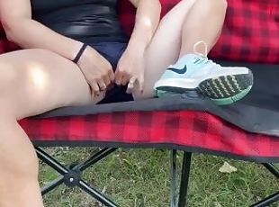 Upskirt in the Park - Pussy Flashing & Fingering herself in Public