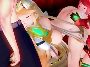 The only way to calm Mythra down is steamy sex with Pyra and her ma...
