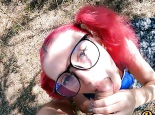 schoolgirl in glasses with pink hair has anal sex ass to mouth and ...