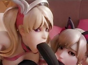 Mercy (Pink Skin) & D.Va (Black Cat Skin) Animation 1 [Unofficial B...