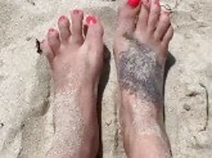 masturbacja, amatorskie, laski, plaża, niewolnicy, stopy, solo, kobieca-dominacja, palce