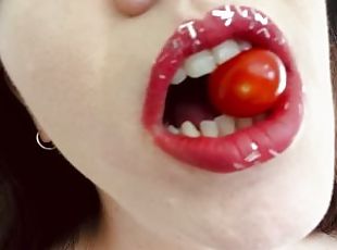 ASMR Sensually Eating Cherry Tomatoes Sexy Mouth Close Up Fetish by...