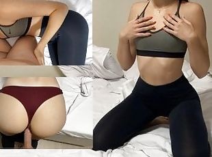 Sexy Sportswoman In Leggings Sucks And Fucks Doggy Style