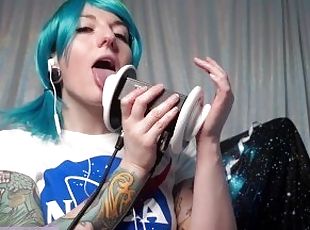 SFW ASMR - Trippy Ear Licking - Non-Nude Earth Chan Cosplay - Binau...