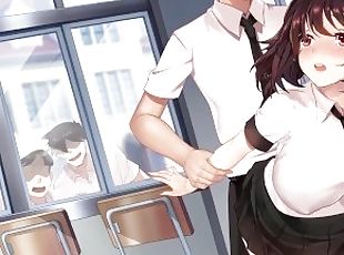 Cute brunette in school uniform fucks with classmate in public / ja...