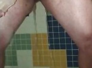 Quicky Fleshlight Fuck in a busy Public Shower, Cumming so quickly because others are waiting for me