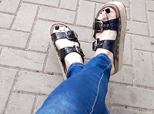 Platform sandals - public crossdressing