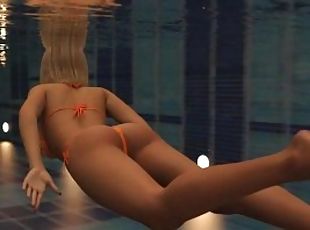 amaterski, tinejdžeri, pov, plavuše, bazen, 3d, bikini, erotski