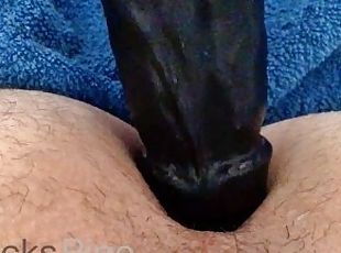Playing with BIG BLACK dildo in my wet man pussy. A lot of MOANING!...