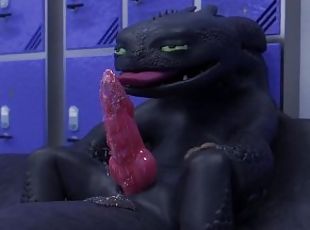 BIG BLACK DRAGON DRINKS HIS THICK CUM AND SPILLS IT EVERYWHERE [TOO...