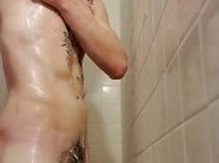 baden, masturbieren, dilettant, immens-glied, dusche, allein, glied