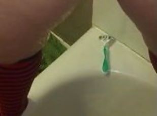 Piss on his pierced dick in the shower before watching him pee all ...