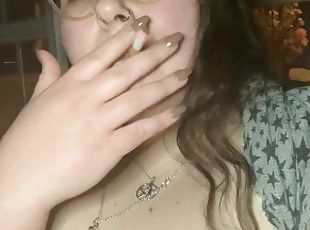 Risky Smoking Outside With My BBW Tits Out