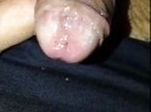Close up uncircumcised micro penis precum play, real sloppy and sti...