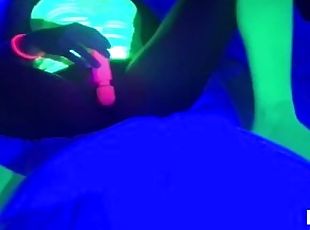 Petite, spinner, black light,  oral and doggy style fucking