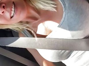 orgasme, public, amateur, voiture, solo, cocu