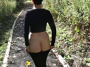 Cutie taking a naughty walk in the forest and showing her ass (FULL...