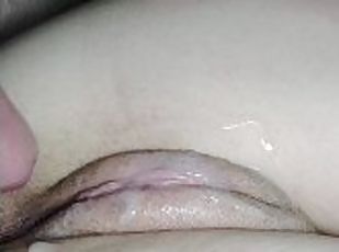 Daddys little slut gets cum all over her pussy