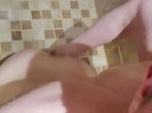 Sitting in the shower, playing with my ass