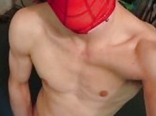 Solo Spider-Man cosplay fun and TWO cumshots