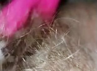 Vikki Bush hairy pussy pink vibrator