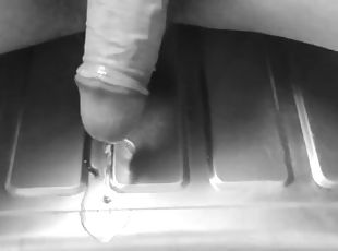 Piss desperation. Slow mo pee in kitchen sink at work - with stop s...