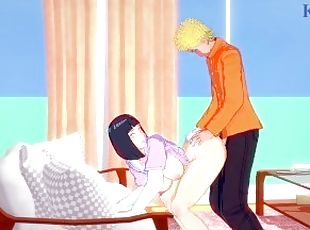 Hinata Hyuga and Naruto Uzumaki have deep sex in the living room. - Naruto Hentai